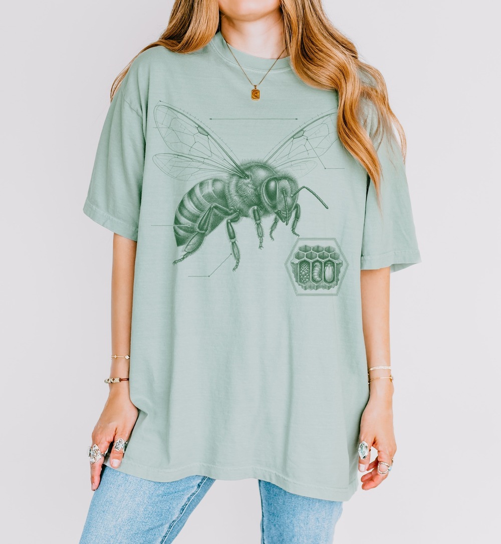 Honey Bee Specimen with Lifecycle Inset Scientific Diagram Tee